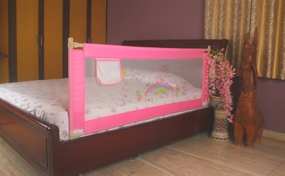 Image of VIC Kid Adjustable Baby Bedrail Guard for Toddlers /Bed Fence /Kids Safety /Portable and Adjustable Size (1.5, Pink (Rabbit))