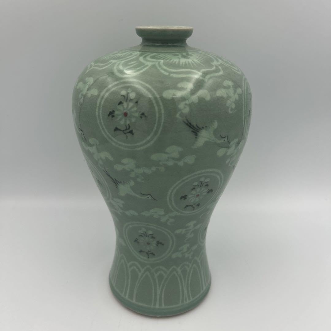 Amazon.co.jp: 1665 壷 花瓶 高麗青磁 鳥 鶴 : ホーム＆キッチン