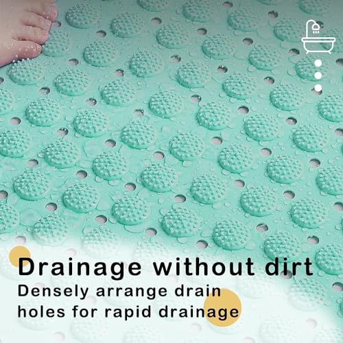 Image of Charge -X Anti Slip Bath Mat with Foot Scrubber for Bathroom | 2-in-1 Silicone Shower Mat with Suction Cups & Drainage Holes | Deep Cleaning Foot Scrubber Massage Mat (70 x 35 cm) Green