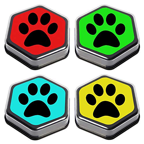 Talking Products, Botones de sonido grabables AAC para entrenamiento de perros y gatos, grabación de 80 segundos, paquete de 4 unidades, color negro con cubierta transparente extraíble.