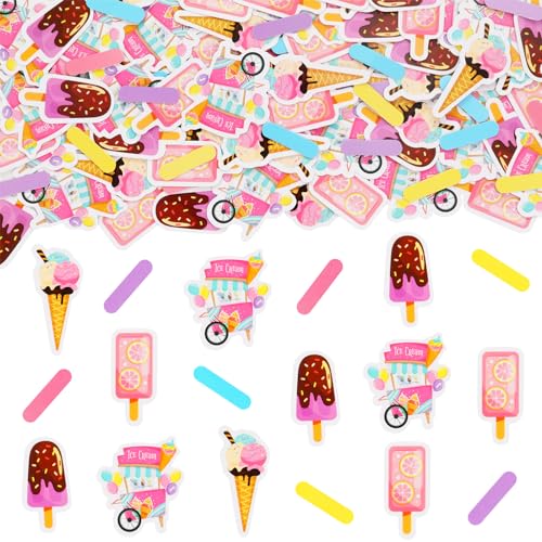 Confettis de crème glacée multicolores pour table de fête prénatale