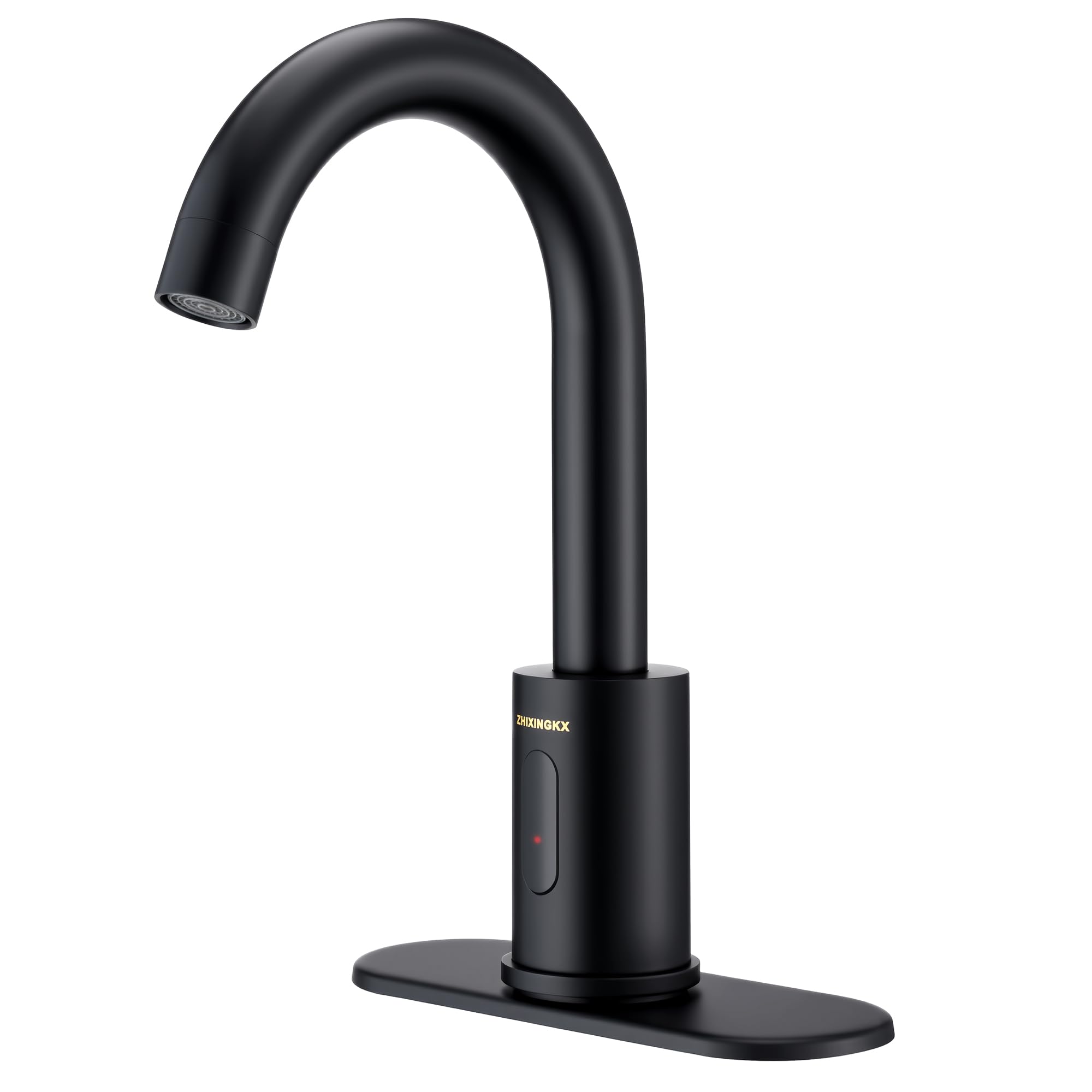 Touchless Bathroom Faucets for 1 or 3 Hole, Tall Body Automatic Bathroom Sink Faucets with Deck Plate,Motion Sensor Commercial Faucets for Bathroom&amp;Kitchen,360° Swivel Spout,Black