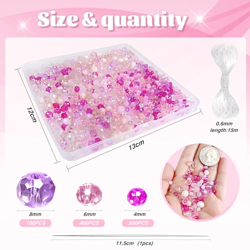 TOAOB 1000pcs Crystal Glass Beads Spacer Beads for Bracelets Necklace Earrings Jewellery Making Pink Series 4mm 6mm 8mm - Image 2