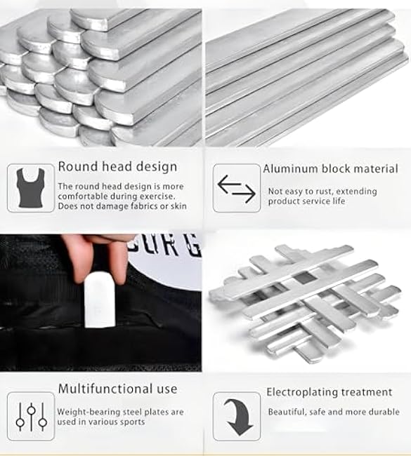 Weight Vest Plates, Adjustable Steel Weighted Plates For Vest, Round Head Strength Training Plates Workout Equipment For Weight Training, Running, Jogging, Cardio - For Men & Women