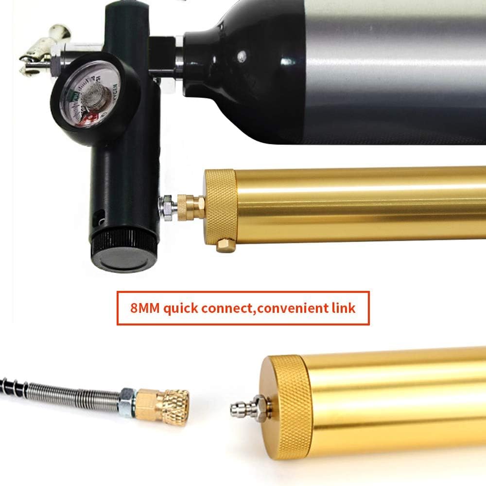 Acecare Filtro de compresor de aire PCP de 30 mpa/4500 psi, separador de aceite y agua, filtro de aire de alta presión L300 mm OD50 mm con conector rápido hembra y macho de 8 mm (dorado)