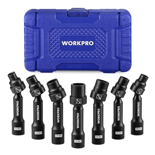 WORKPRO 7PCS 1/2 Drive Driveline Socket Set with Storage Case