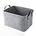 TRAMILY Filcowy kosz do przechowywania, organizer do przechowywania, składane pudełko do przechowywania z uchwytami do przechowywania ubrań, zabawek, ubrań, artykułów biurowych i innych drobiazgów (szary L)