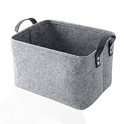 TRAMILY Panier de rangement en feutre avec poignées pour vêtements, jouets, vêtements, produits de bureau et autres articles divers (gris, L)