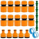 Juego completo de 22 piezas de accesorios: incluye 10 conectores rápidos, 5 empalmes dobles macho, 5 conectores 
