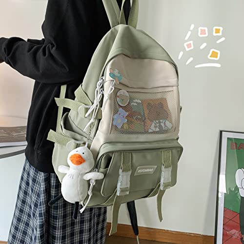 Cm C&M Wodro Kawaii Backpack With Pins Cute Backpack For Women Girls Travel Backpack School Backpack Aesthetic Backpack For School (Green-2) #TOP1