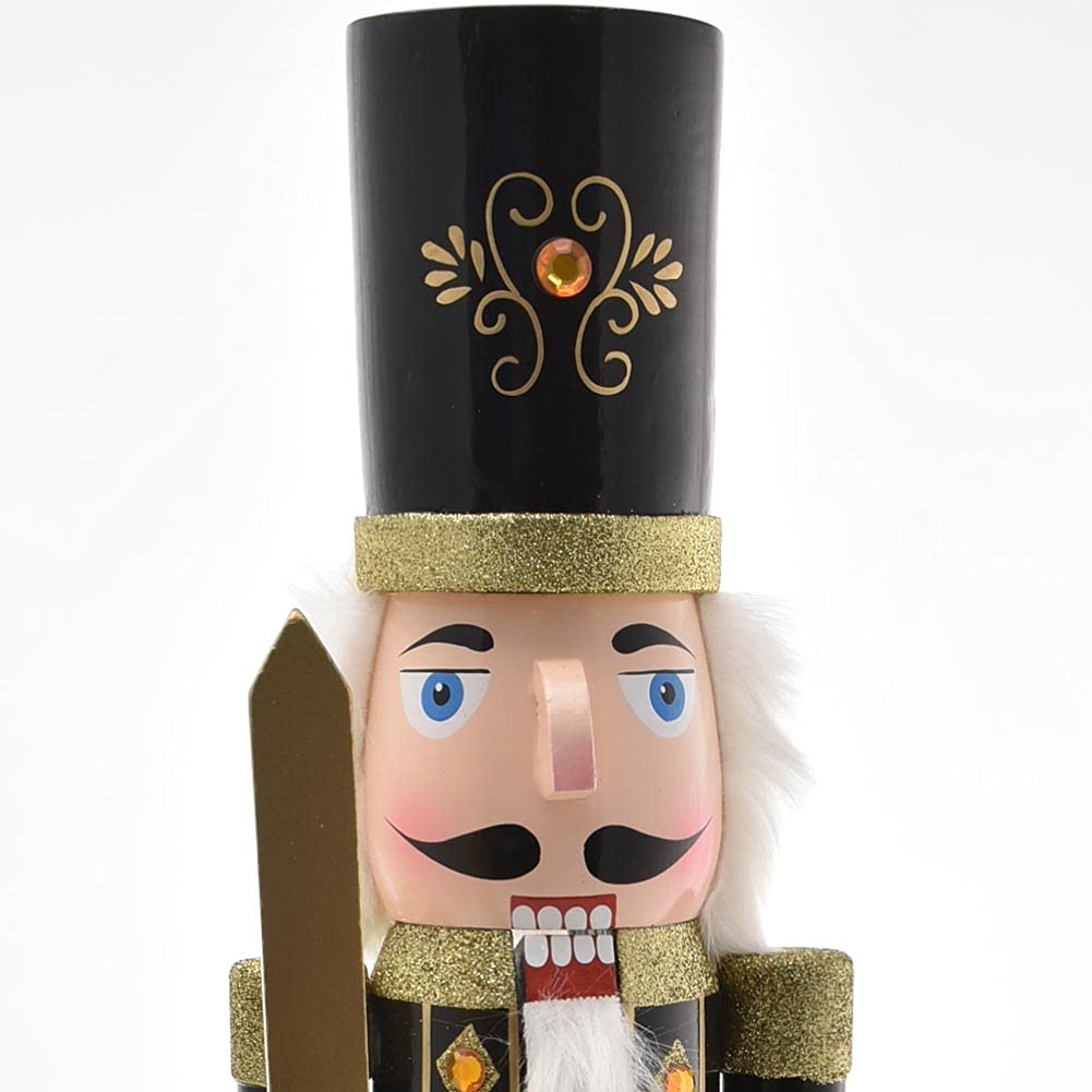BAKAJI Soldat Casse-Noisette de Noël en Bois Géant Hauteur 106 cm Robes Peintes Barbe et Cheveux en Peluche avec Mécanisme de Travail Décorations de Noël (Design 4)