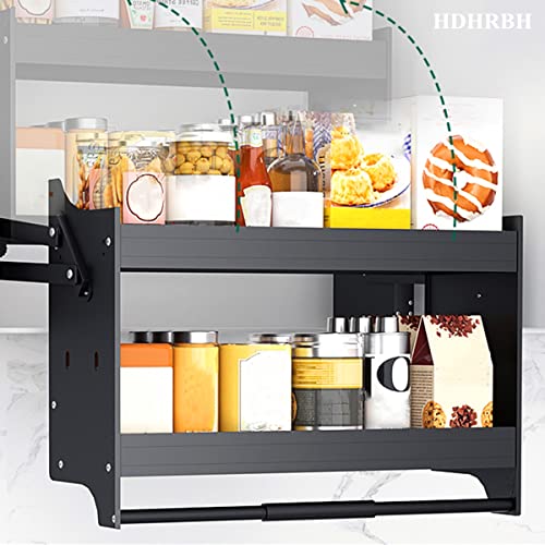 Hdhrbh 24 Inch Cabinet Organizer,Kitchen Cabinet Pull Down Shelf,Convenient Heavy-Duty 2-Tier Wall Pull Down Shelf,High Cabinet Pull Down Shelf #TOP1
