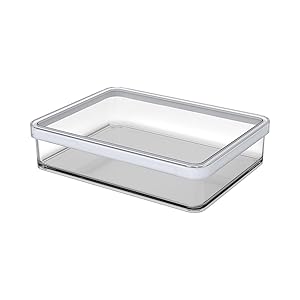 Rotho Loft Contenitore Rettangolare con Coperchio e Guarnizione, Plastica (SAN) senza BPA, Trasparente / Bianco, 1 L, 20.0 x 15.0 x 4.8 cm