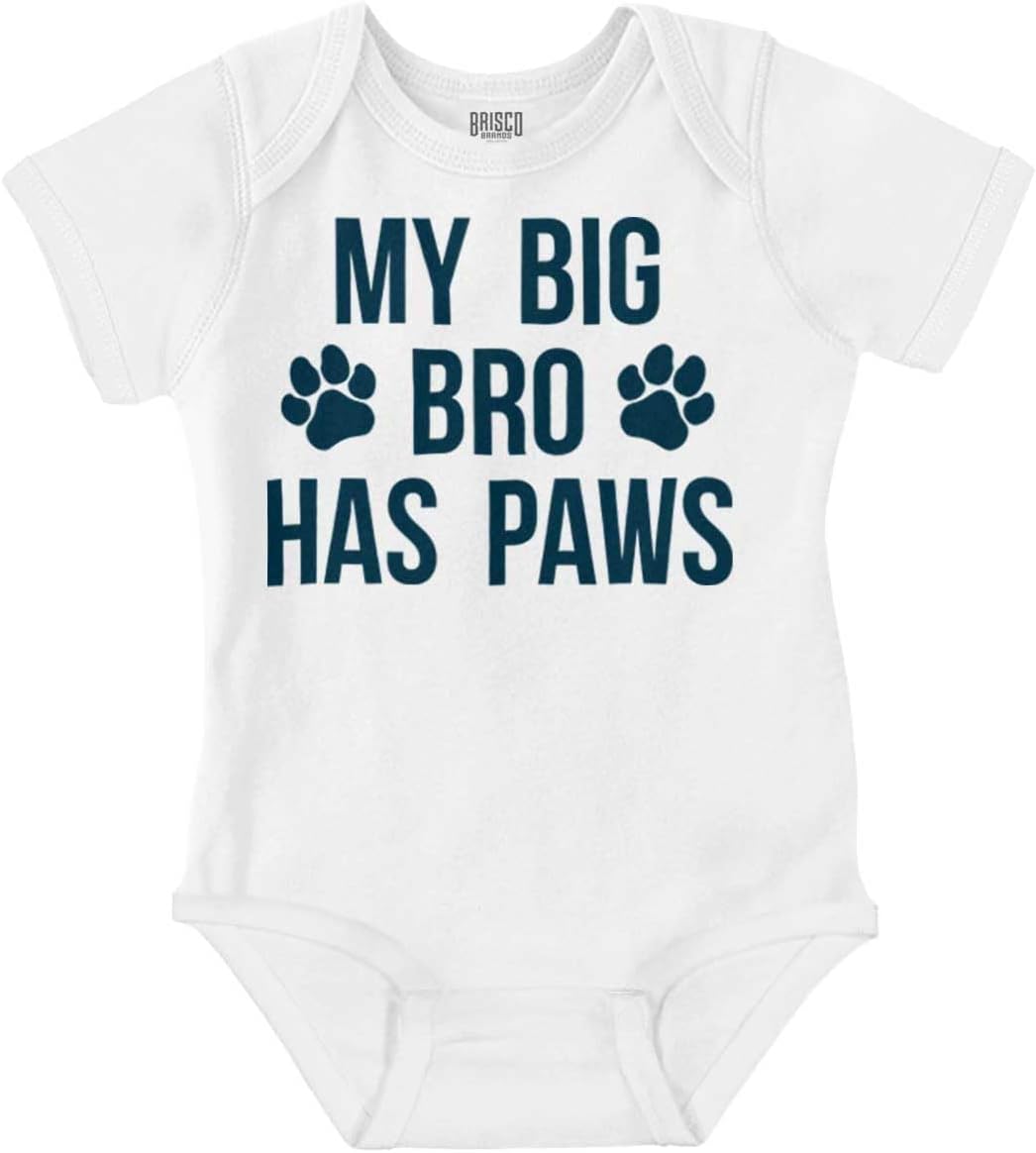 Brisco Brands My Big Brother Has Paws Baby Romper Boys or Girls