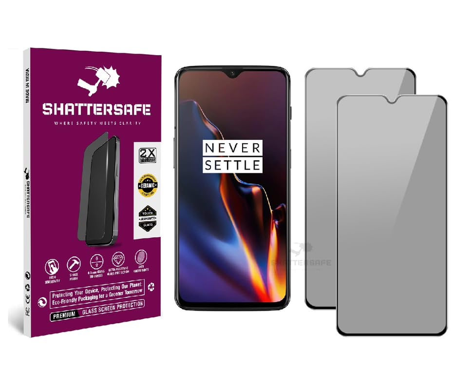 Image of Anti-Spy Privacy Tempered Glass Compatible For Oneplus 6T / 7 [Pack of 2]. 9H Hardness, Anti-Scratch, Edge-to-Edge Protection With Easy Installation Kit & Case Friendly Fit.