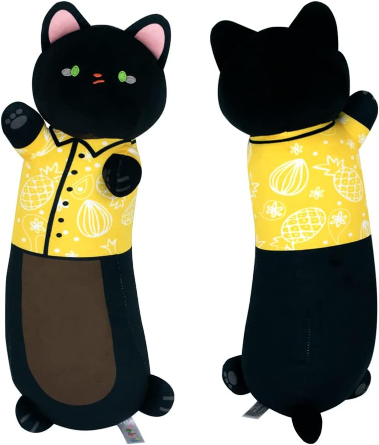 Terbaik Black Long Cat Plush Pillow Cat Stuffed Animals