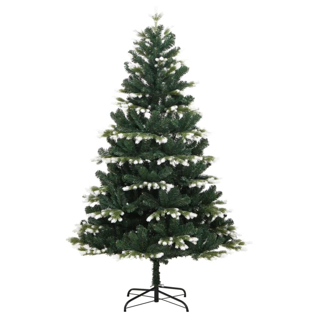 Künstlicher Weihnachtsbaum 210 cm klappbar beschneit in Grün und Weiß aus PE und PVC mit Metallständer 137 cm Durchmesser Moderner Kunstbaum für Wohnzimmer Wintergarten und Büro