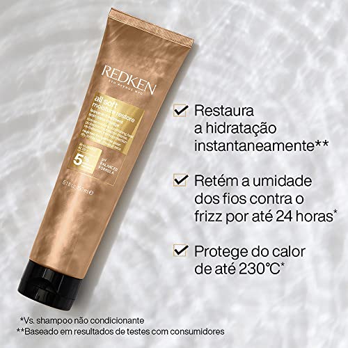 Redken Leave-in All Soft Moisture Restore |Para cabelos secos e quebradiços | Proteção contra umidad