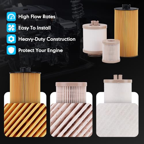 Image of FD4616 Fuel Filter and FL2016 Oil Filter Compatible with 2003-2007 Ford F250 F350 F450 F550 Super Duty 6.0L 2003-2005 Excursion 6.0L 3C3Z-9N184-CA 3C3Z-6731-AA FD4604
