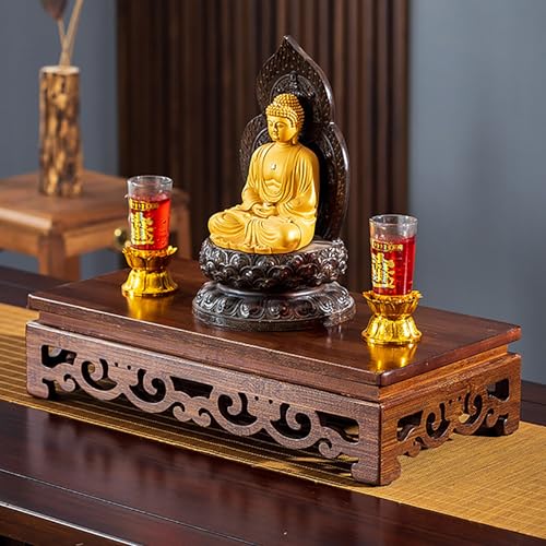 Statue de Bouddha sur pied en bois sculpté de 60 cm pour une décoration d'intérieur zen