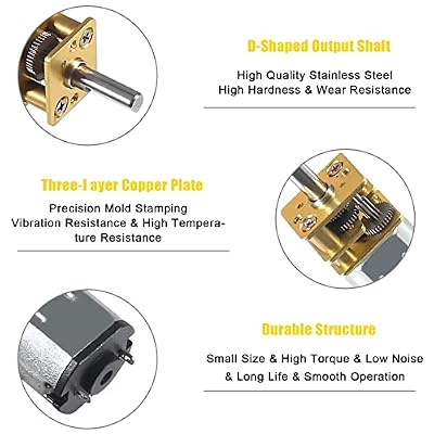 Alinan 2pcs 6V 200RPM N20 High Torque Speed Reduction Geared Motor with Metal Gearbox Motor for Smart Car DIY RC Toys