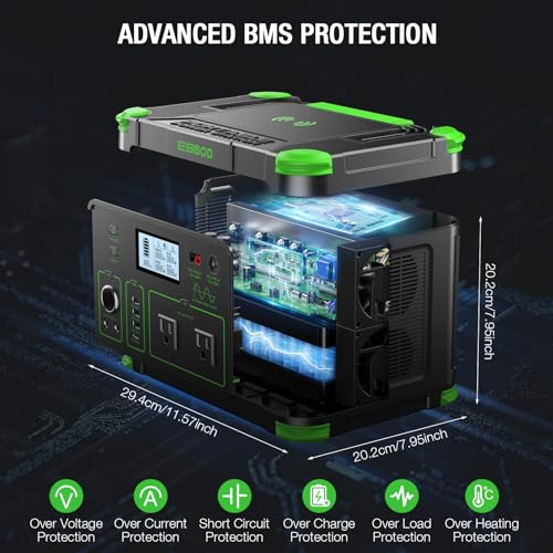 Image of 519.48Wh Solar Generator with 100W Solar Panel, Portable Power Station 500W | 120V Pure Sine Wave AC Outlet, MC-4 Solar Battery Charger for Home Emergency, Outdoor Camping, Road Trip, Van