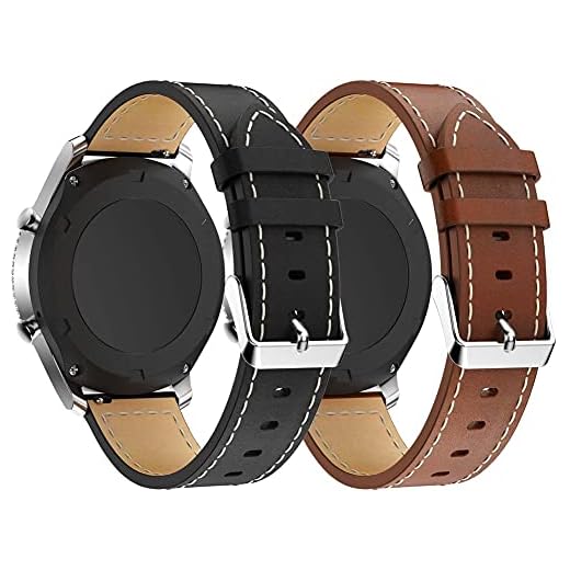 Classicase Genuine Leather Watch Strap kompatibel med Garmin Vivoactive 4, Leather Sweatproof Band With Secure Metal Buckle (22mm, braun+schwarz)