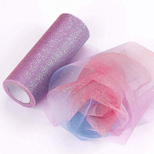 10 Yards Rainbow Gradient Glitter Tulle Roll Fabric Ribbon For Table Runner Chair Sash Bow Tutu(Dark Color) #TOP3
