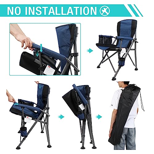 Camping-Chair-for-Adults-2-Pack-Heavy-Duty-Outdoor-Patio-Lawn-Chairs-Portable-Support-350-LBS-High-Back-Padded-Oxford-with-Armrests-Storage-Bag-Cup-Holder-for-Outside-Fishing-Camping-2PCS