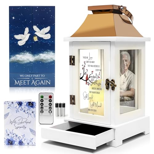 Memorial Lantern with Photo Frame & Keepsake Drawer | Sympathy Gifts for Loss of Loved One Dad Husband | Bereavement Memorial Gifts | LED Candle with Timer | Remembrance Gift for Loss by STILLWIND