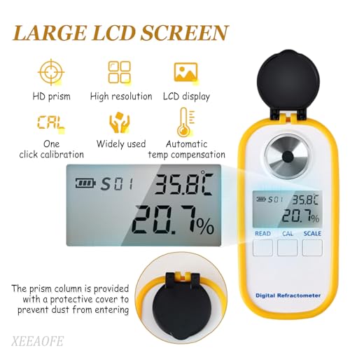 Refractómetro Digital LED portátil, medidor de 0~90% °Bx, medidor de concentración de calostro de Vaca lechera, medidor de Contenido de proteína, para Prueba de Contenido de azúcar