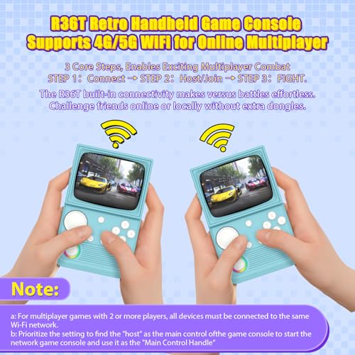 R36T Retro Gaming Console, 3.5'' IPS Screen CRT-Inspired, Handheld Game Console with 18000+ Classic Games Supports WiFi Networked Fighting and OTG, 3500mAh Battery, with Portable Case(Blue 64GB) - Image 4