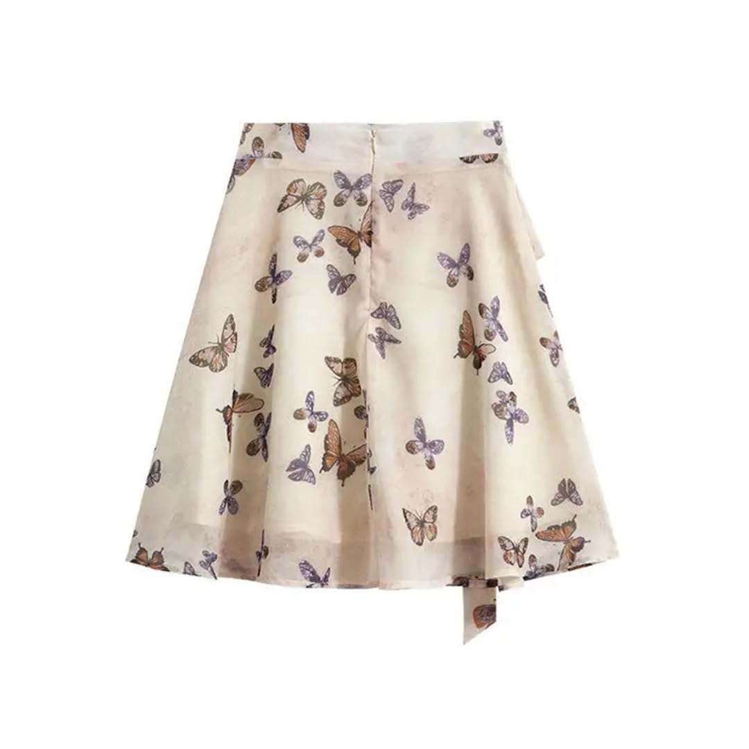Gonna da donna con stampa floreale a trapezio a vita alta dolce abito da fata gonna corta in chiffon giovanile