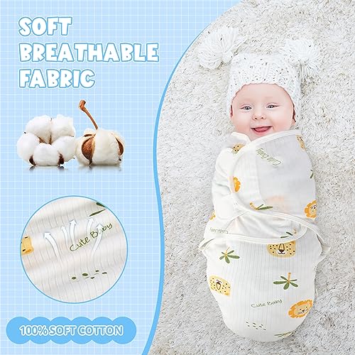 Image of Newwiee 4 Pcs Preemie Baby Swaddle Wrap Adjustable Cotton Swaddle Sleep Blanket for Preemie Boy Girl Improves Sleep Essentials(Pink Heart)