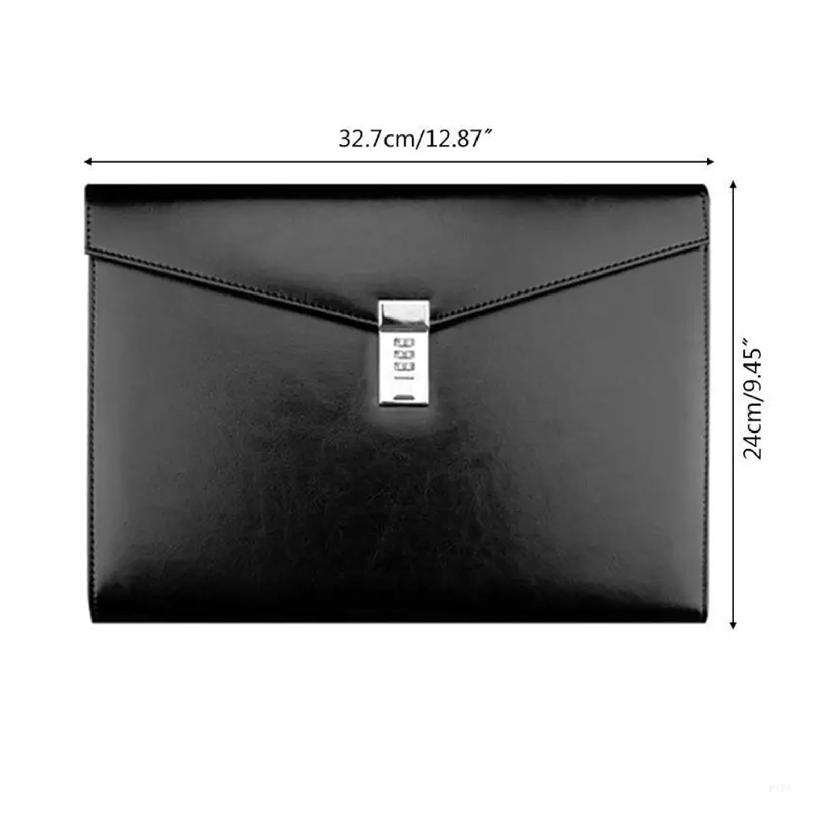 Teczka Na Dokumenty Blokada Hasłem PU Skórzana Teczka Biurowa Podróżna Czarna 32,7 X 24 Cm