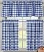 lovemyfabric Poly Cotton Gingham Checkered Plaid Design 3-Piece Kitchen Curtain Valance Window Treatment Set (Royal blue)