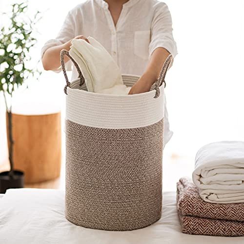 Indressme Tall Laundry Basket With Handles, Jute Clothes Hamper, Woven Laundry Basket For Pillows, Blankets, Toys, Decorative Basket For Bedroom, Bathroom And Living Room, 19.7''H X 13.8''D #TOP6