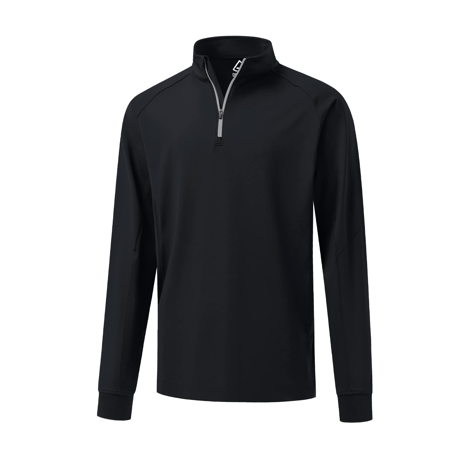 DEOLAXMens Quarter Zip Pullover Solid 1/4 Zip Pullover Mens Athletic Performance Dry Fit Long Sleeve Thermal Mens Sweatshirt Mock Neck Mens Fishing Running Shirts UPF 50+ Golf Shirts for Men (Black)
