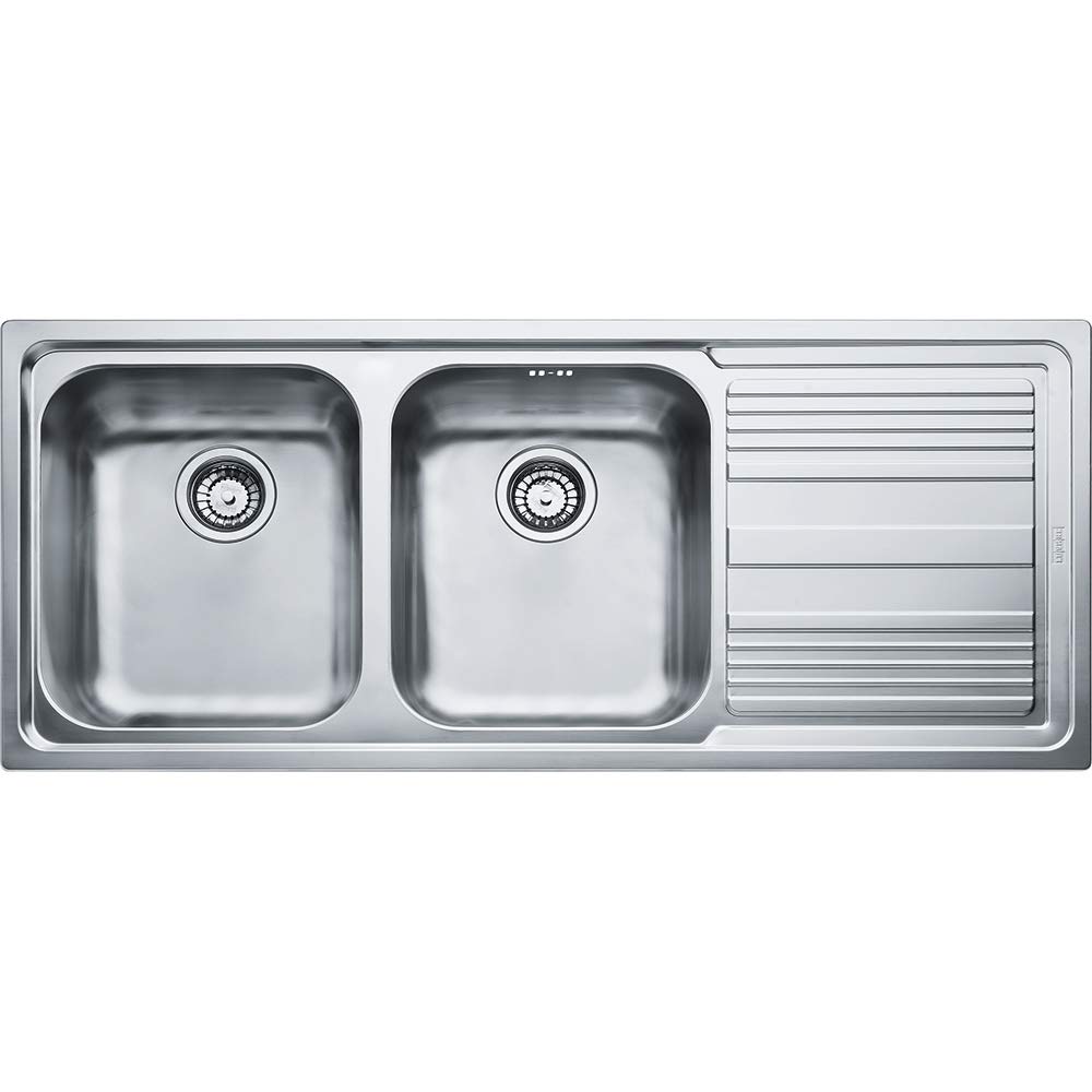 Franke - Lavello da incasso a due vasche con gocciolatoio a destra LLX 621 finitura inox da 116x50cm