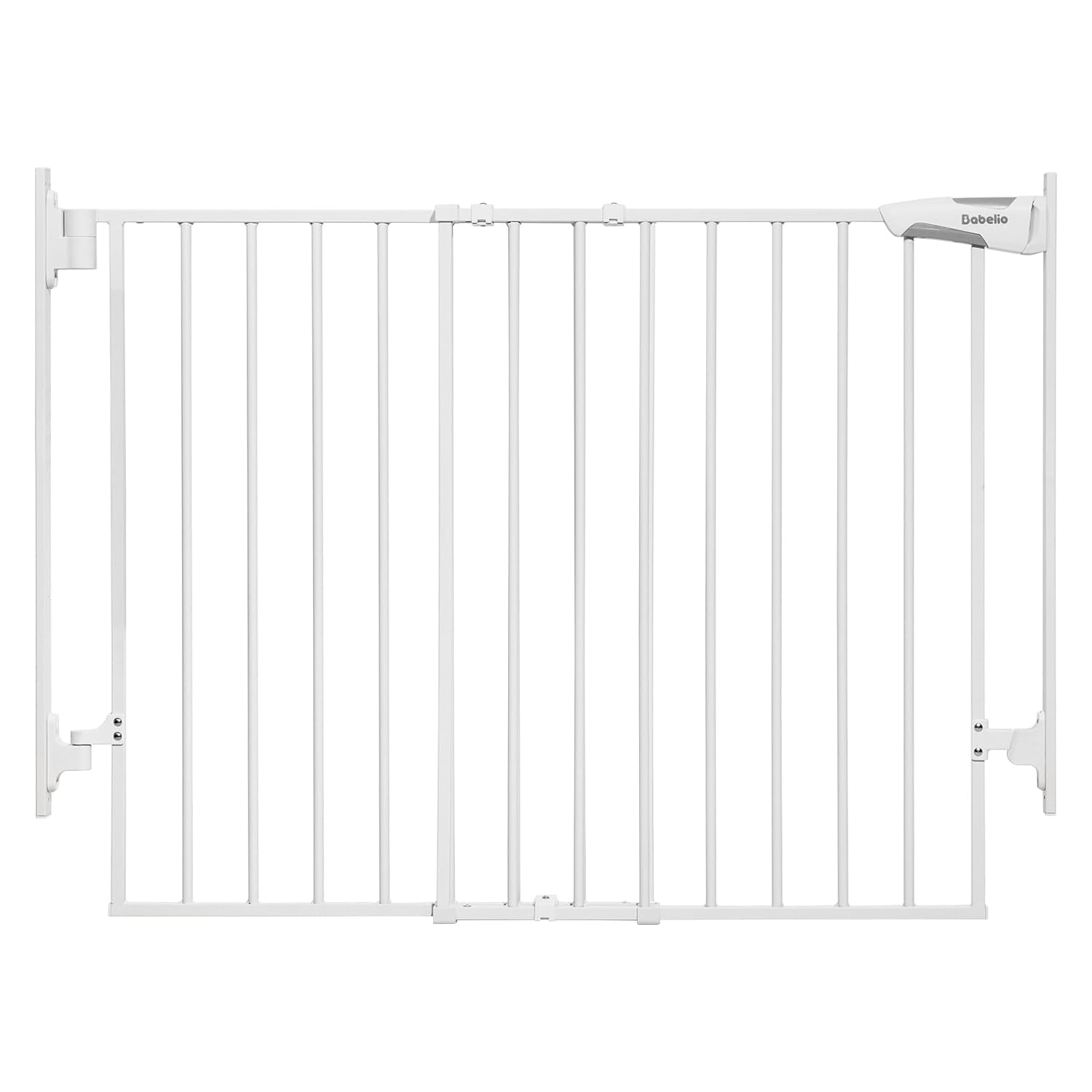Babelio 27-45" No Bottom Bar Baby/Dog Gate with Easy Installation, 2-in-1 Auto Close Design, Suitable for The House, Stairs, and Doorways, Safety Pet Gates with Large Walk-Thru Door, White White - D8 27-45" W, 28" H