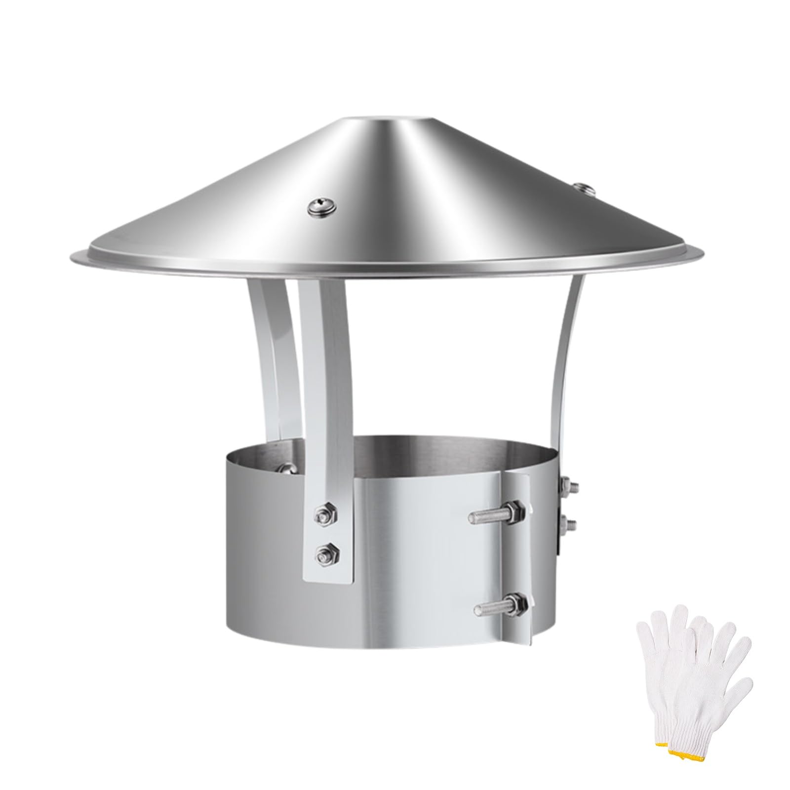 Chimney rain Cap, 304 Stainless Steel Cone Chimney Cap, All Weather Round Vent Cover, Stove Pipe, 3-12.4 Inches(180mm/7in)