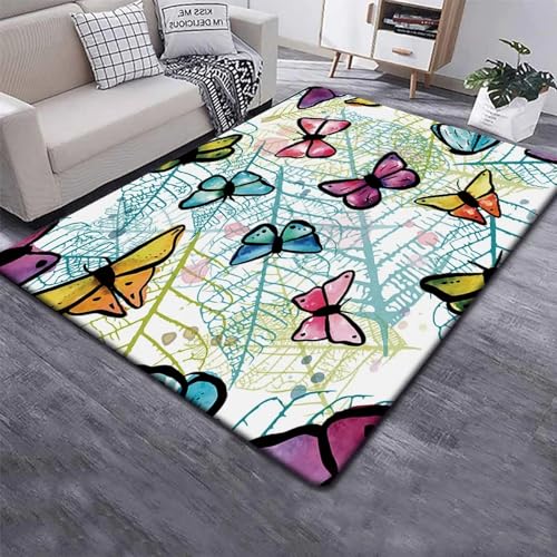 Tapis de salon moderne 180x280 cm antidérapant grand format imprimé floral