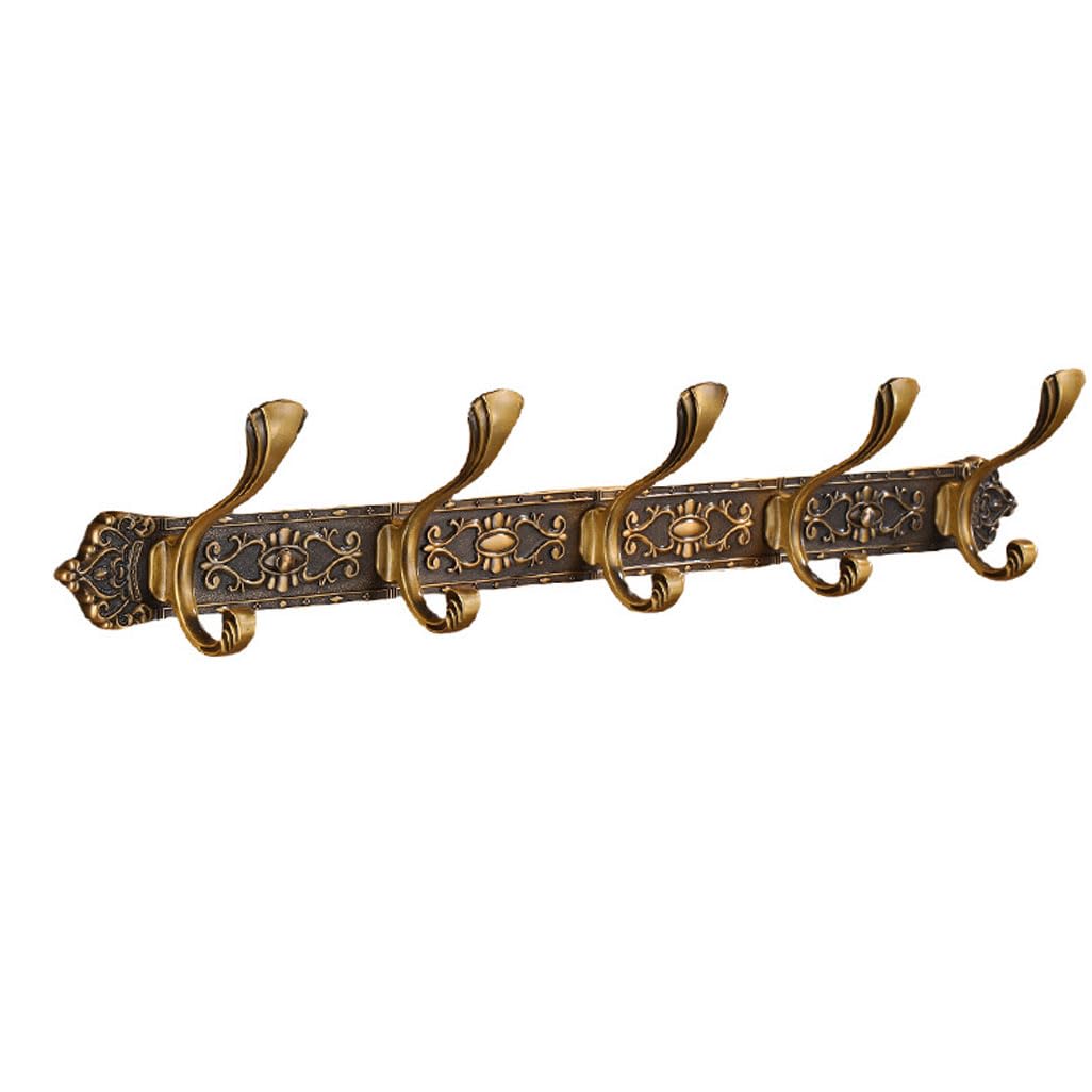 Jybnbbe Gold8 Metal Coat Rack Wall Mount - 5 Hook Aluminum Towel & Coat Hoo - Antique Sle Hanging Rack For Bathroom, Entryway, Bedroom, D H,