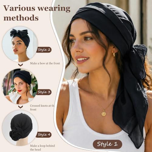 Image of DRESHOW Turban Headwrap for Women Long Hair Head Scarf Headwraps Chemo Headwear Lightweight Hair Loss Covering Hat