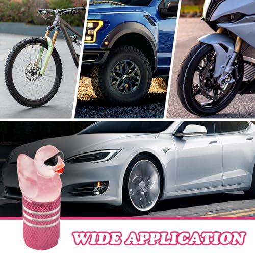 4Pcs Tire Valve Stem Cap Cover for Car SUV Truck, Valve Cover with Funny Duck Sunglasses, Decorative Tire Valve Caps Wheel Accessories (Pink Sunglasses Duck)