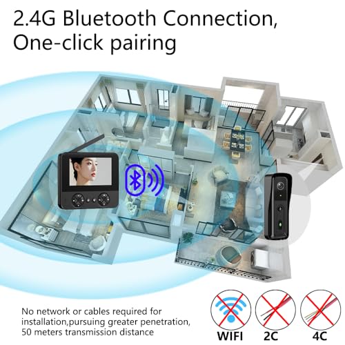 Timbre Inalámbrico con Camara Exterior Inteligente Videoportero Doorbell con 4.3“ Pantalla 1080P, Intercomunicador Video Bidireccional, Detección de Movimiento PIR, No se Requiere WiFi y App (Negro) - imagen 5