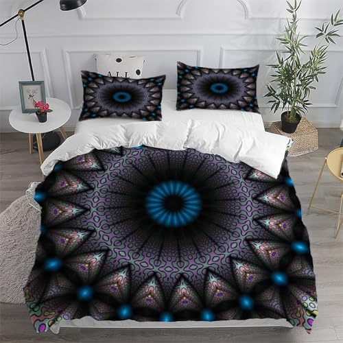 Parure de lit microfibre 200x200cm imprimé bohémien avec 2 taies d'oreiller - 6