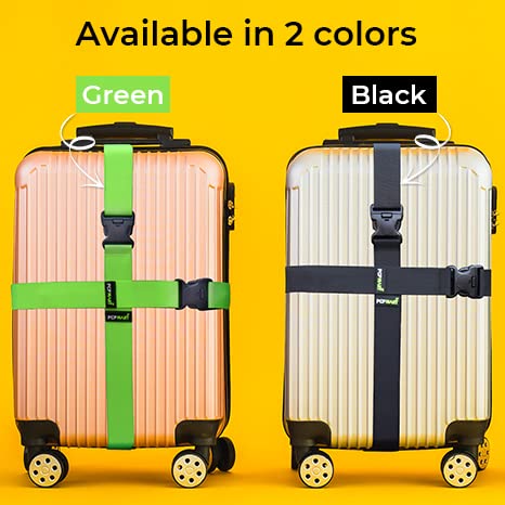 Pcp Mart Luggage Straps 4-Pack Adjustable Genuine Nylon Luggage Belt For Secure Travel With Pom Buckle – Suitable For All Types Of Bags & Suitcases (Green) #TOP1