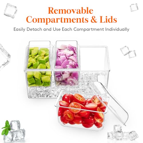 Image of Lifewit Condiment Caddy, Garnish Serving Tray Platter for Mimosa Bar Accessories (without Accessories, 3 Containers)