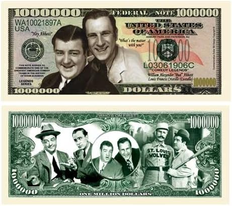 American Art Classics Abbott and Costello Million Dollar Bill with Bill Protector